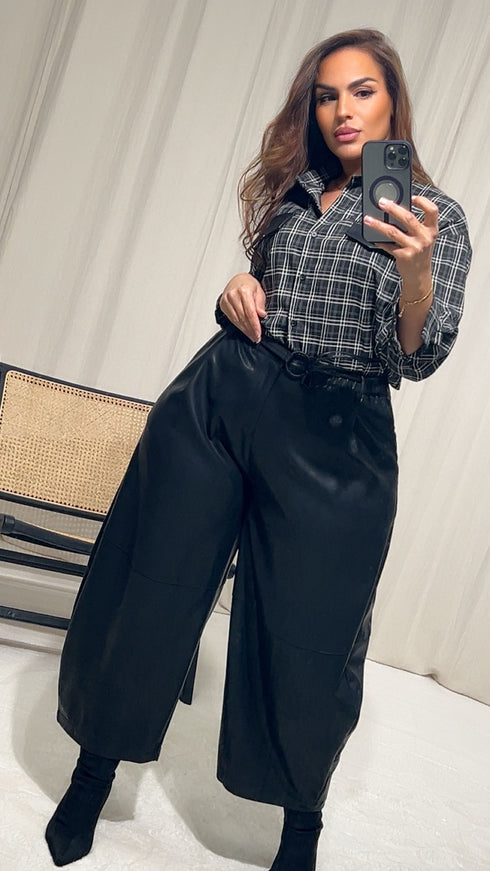 Pantalon similicuir barrel CAMILLE